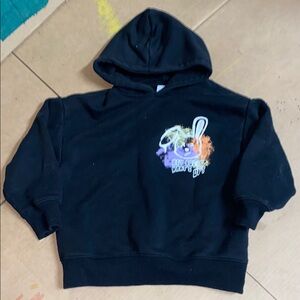 Retl$60 sz7 Zara Kids Black Hoodie with Colorful Graphic